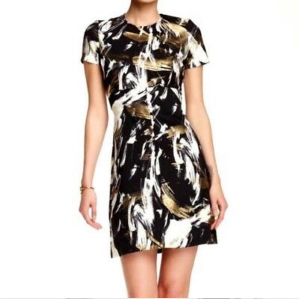 Love Ady Metallic Fit Flare Short Sleeve Dress